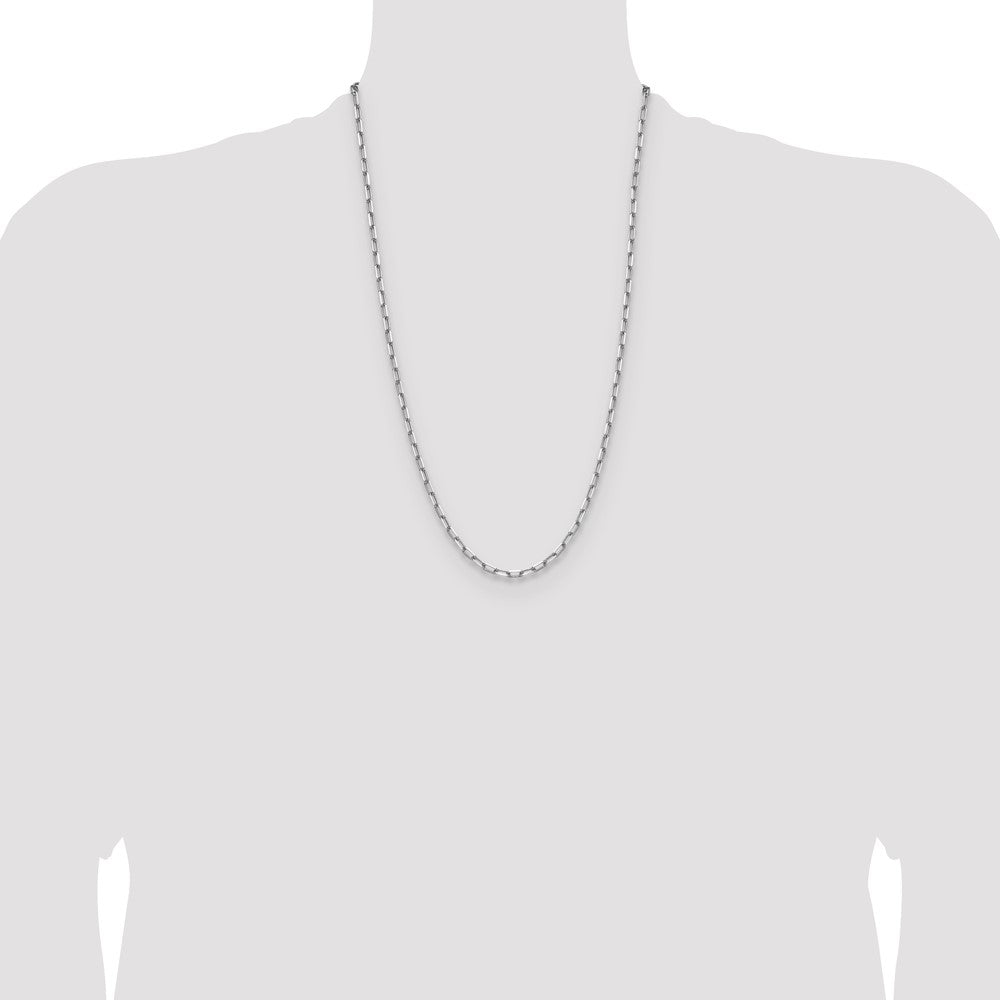 14k White Gold 3.5mm Solid Beveled Paperclip Chain (10.59 grams)