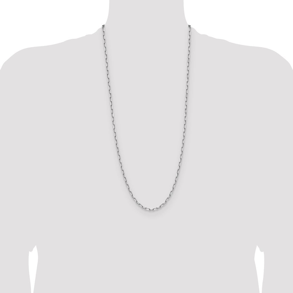 14k White Gold 3.5mm Solid Beveled Paperclip Chain (10.59 grams)