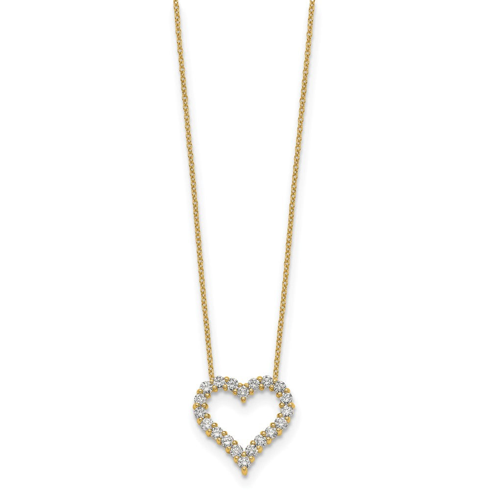 14k Polished 1 carat Diamond Heart 18 inch Necklace (1.66 grams)