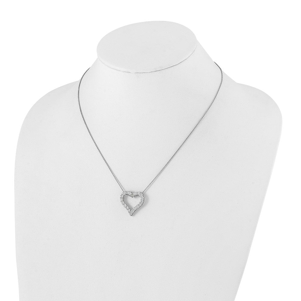 14k White Gold 2 carat Diamond Heart 18 inch Necklace (2.57 grams)