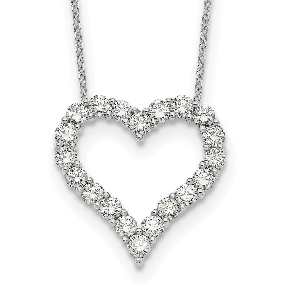14k White Gold 2 carat Diamond Heart 18 inch Necklace (2.57 grams)