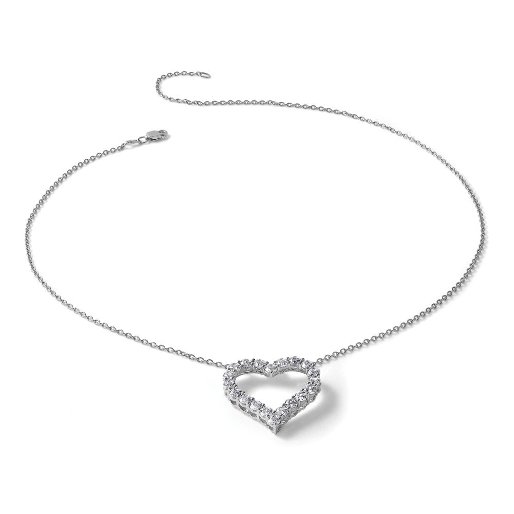 14k White Gold 2 carat Diamond Heart 18 inch Necklace (2.57 grams)