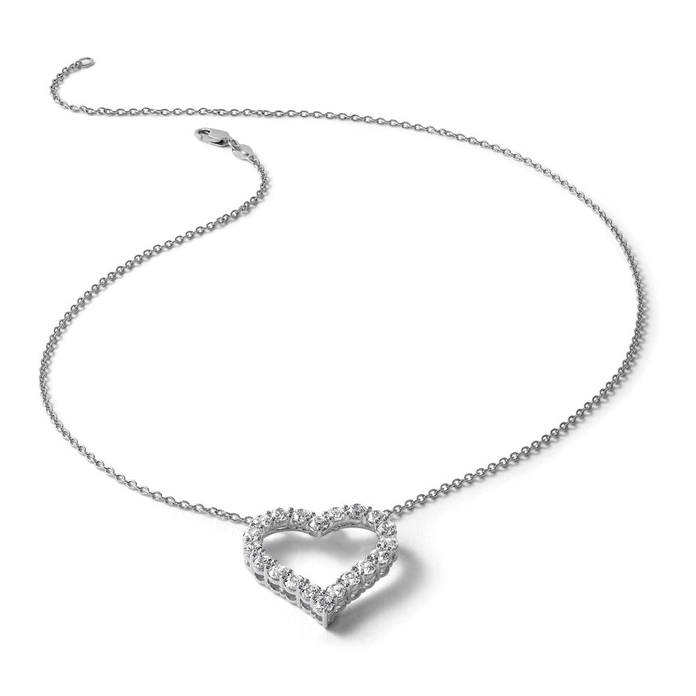 14k White Gold 2 carat Diamond Heart 18 inch Necklace (2.57 grams)