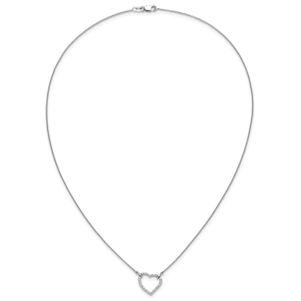 14k White Gold Polished 1/5 carat Diamond Heart 18 inch Necklace (2.57 grams)