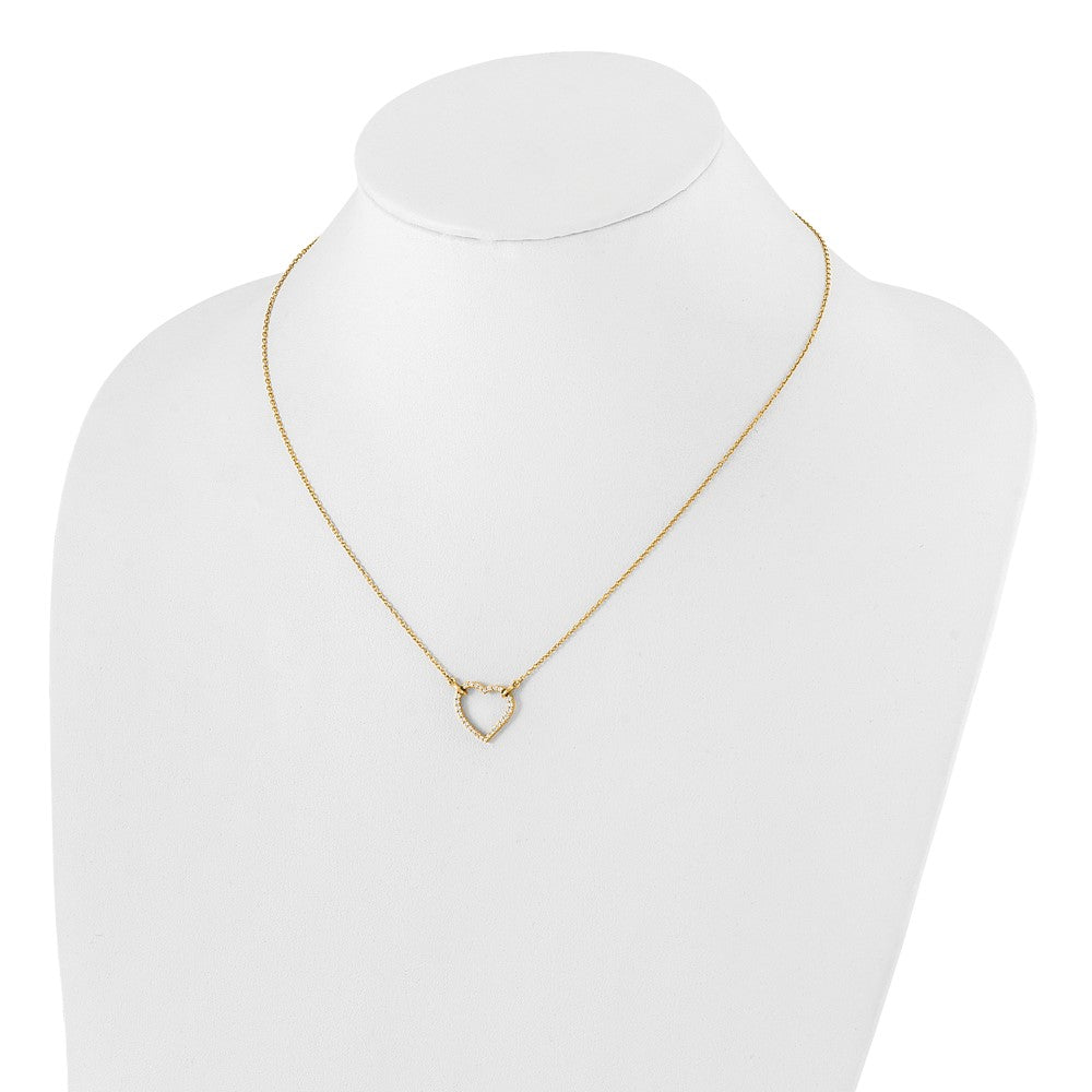 14k Polished 1/5 carat Diamond Heart 18 inch Necklace (2.59 grams)