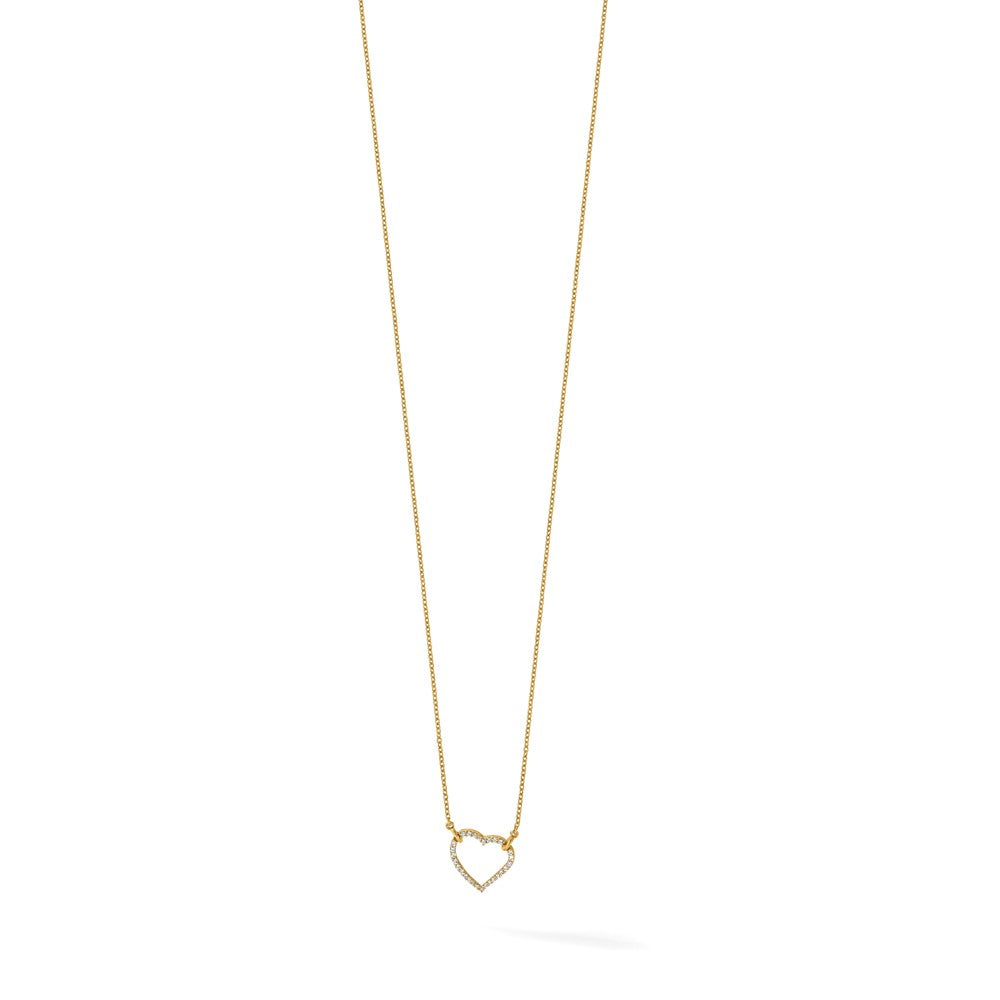 14k Polished 1/5 carat Diamond Heart 18 inch Necklace (2.59 grams)
