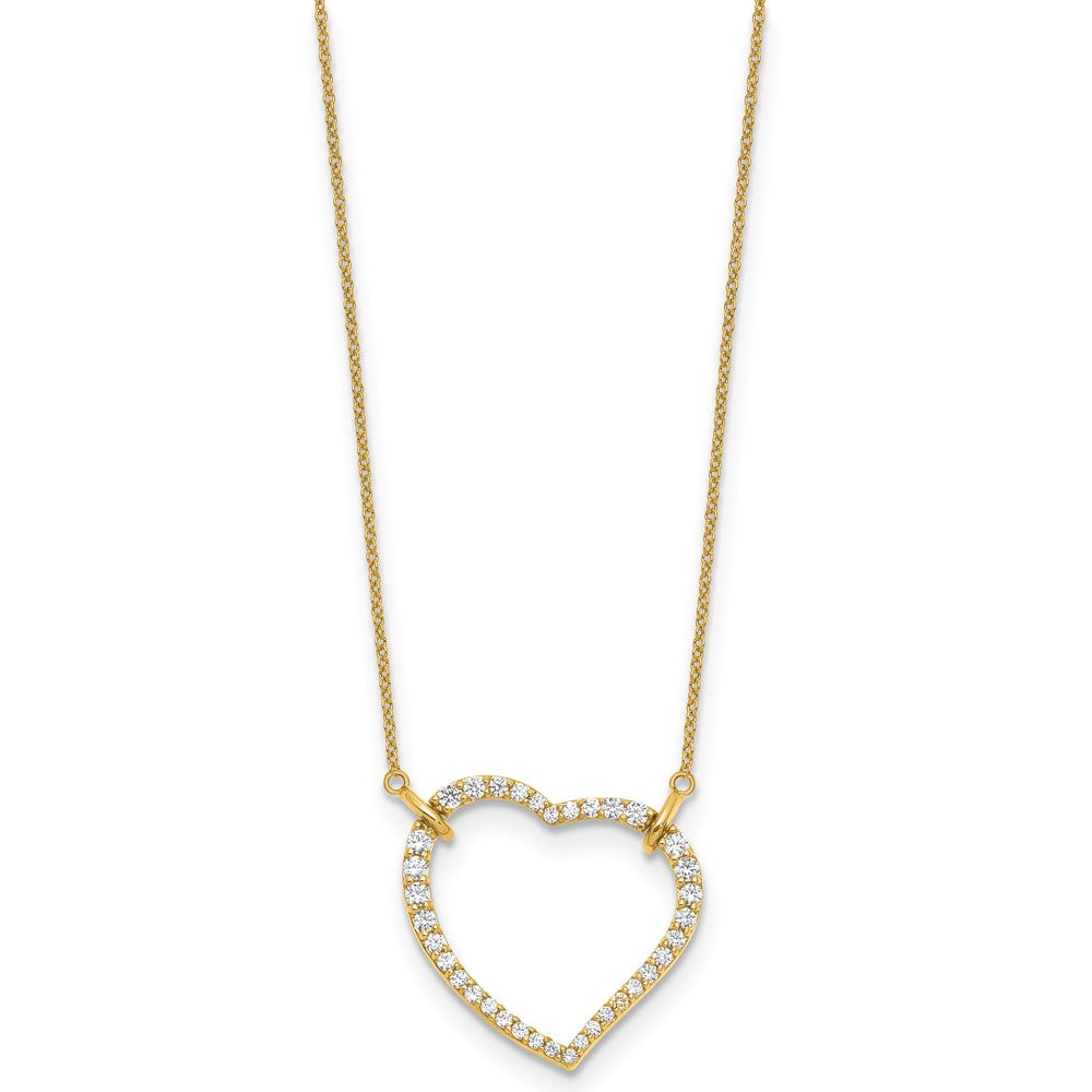 14k Polished 3/4 carat Diamond Heart 18 inch Necklace (3.37 grams)