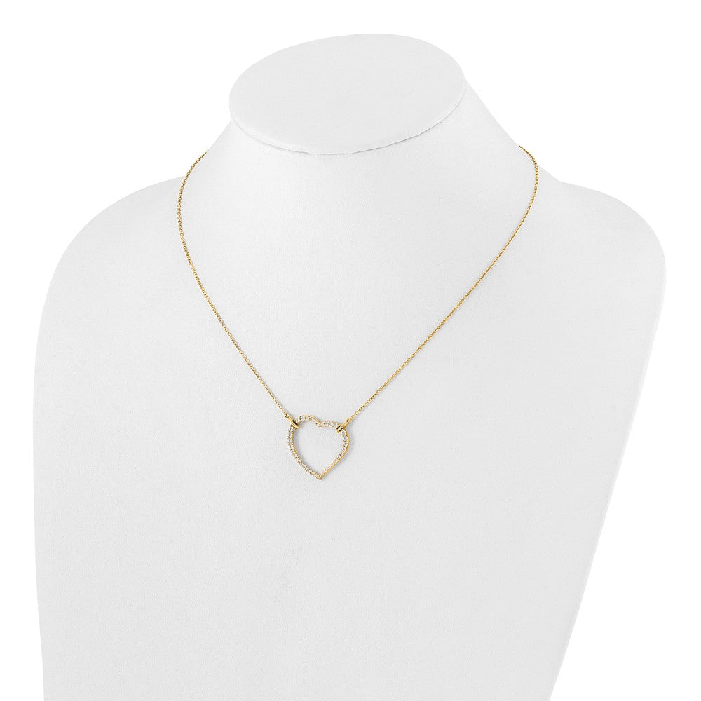 14k Polished 3/4 carat Diamond Heart 18 inch Necklace (3.37 grams)