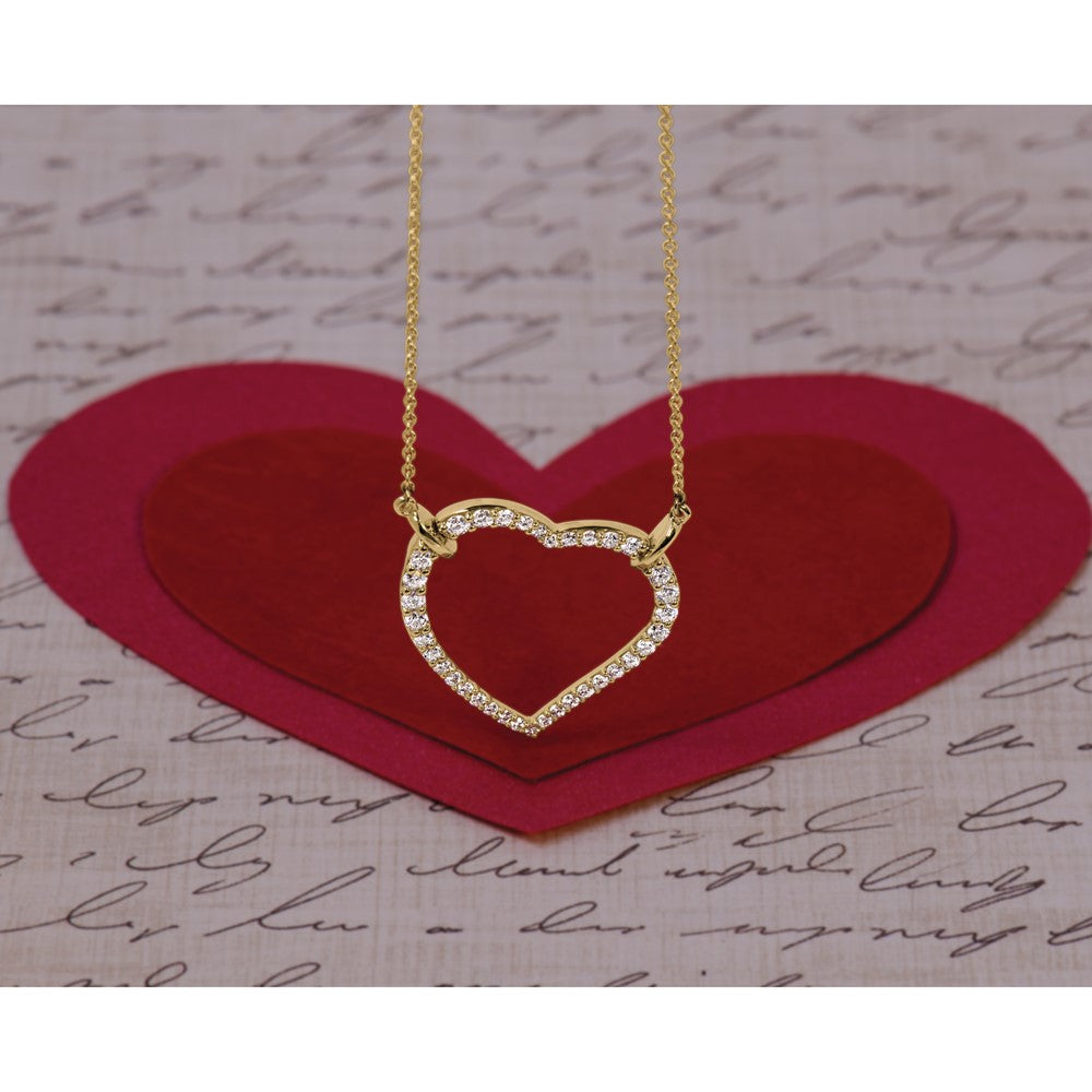 14k Polished 3/4 carat Diamond Heart 18 inch Necklace (3.37 grams)