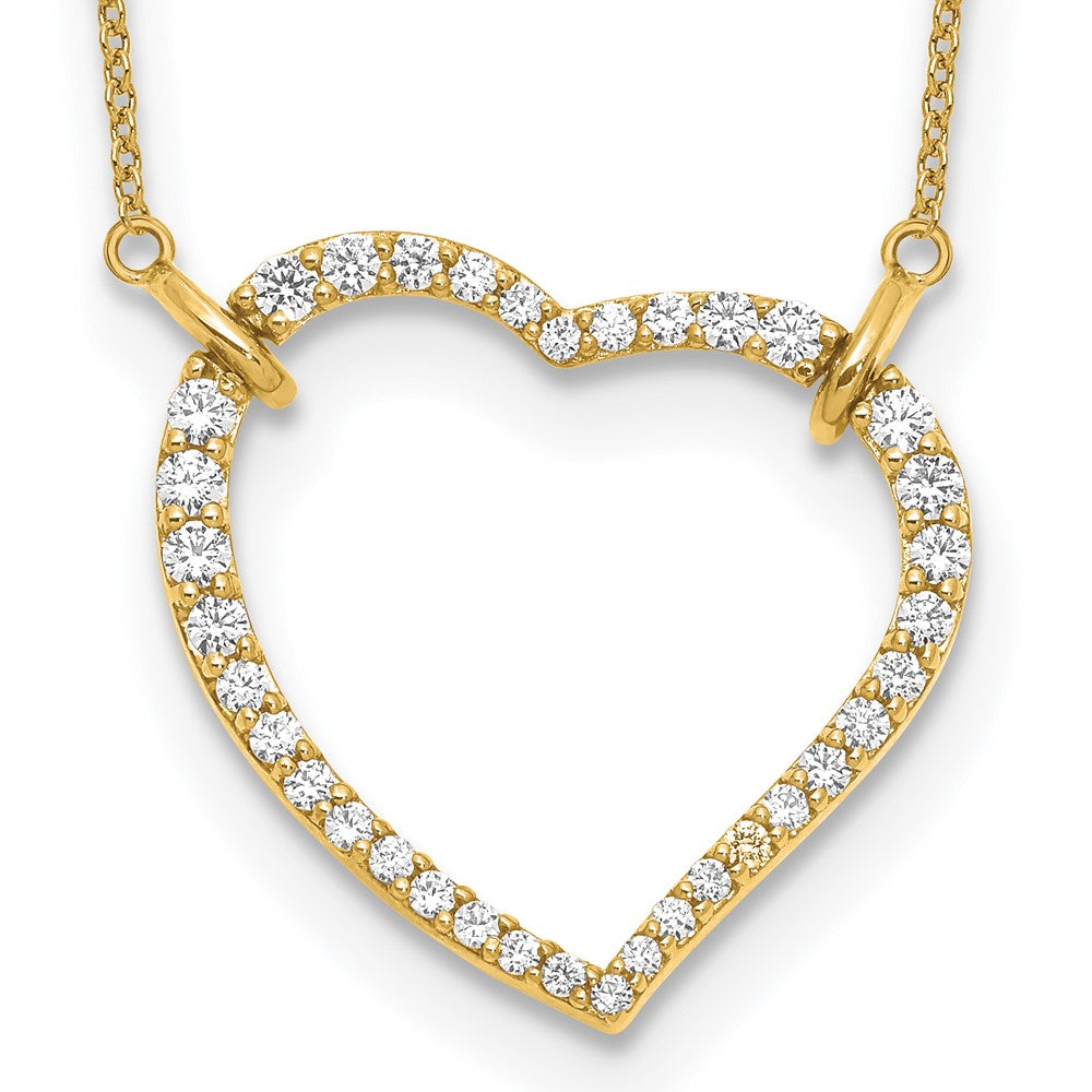 14k Polished 3/4 carat Diamond Heart 18 inch Necklace (3.37 grams)