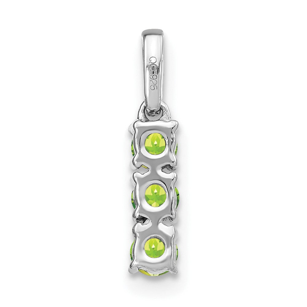 14k White Gold 3-stone Peridot and Diamond Pendant (0.7 grams)