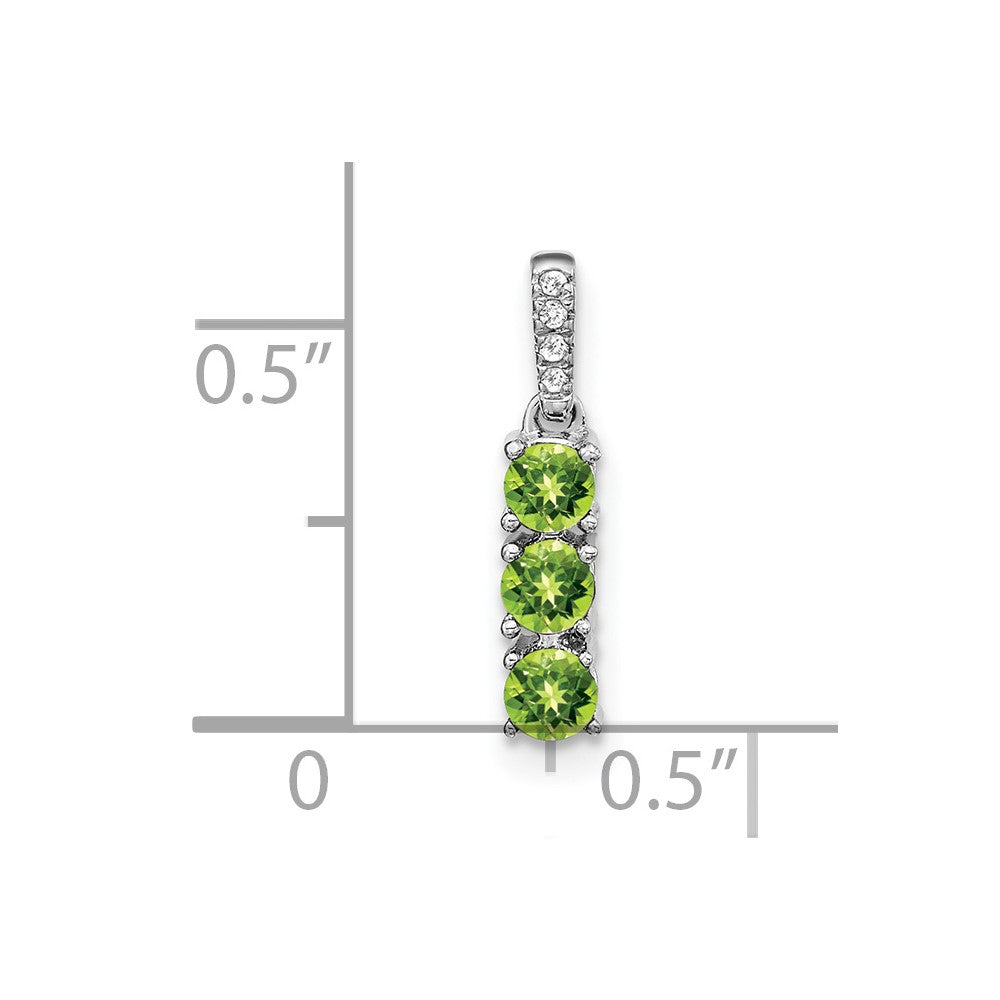 14k White Gold 3-stone Peridot and Diamond Pendant (0.7 grams)