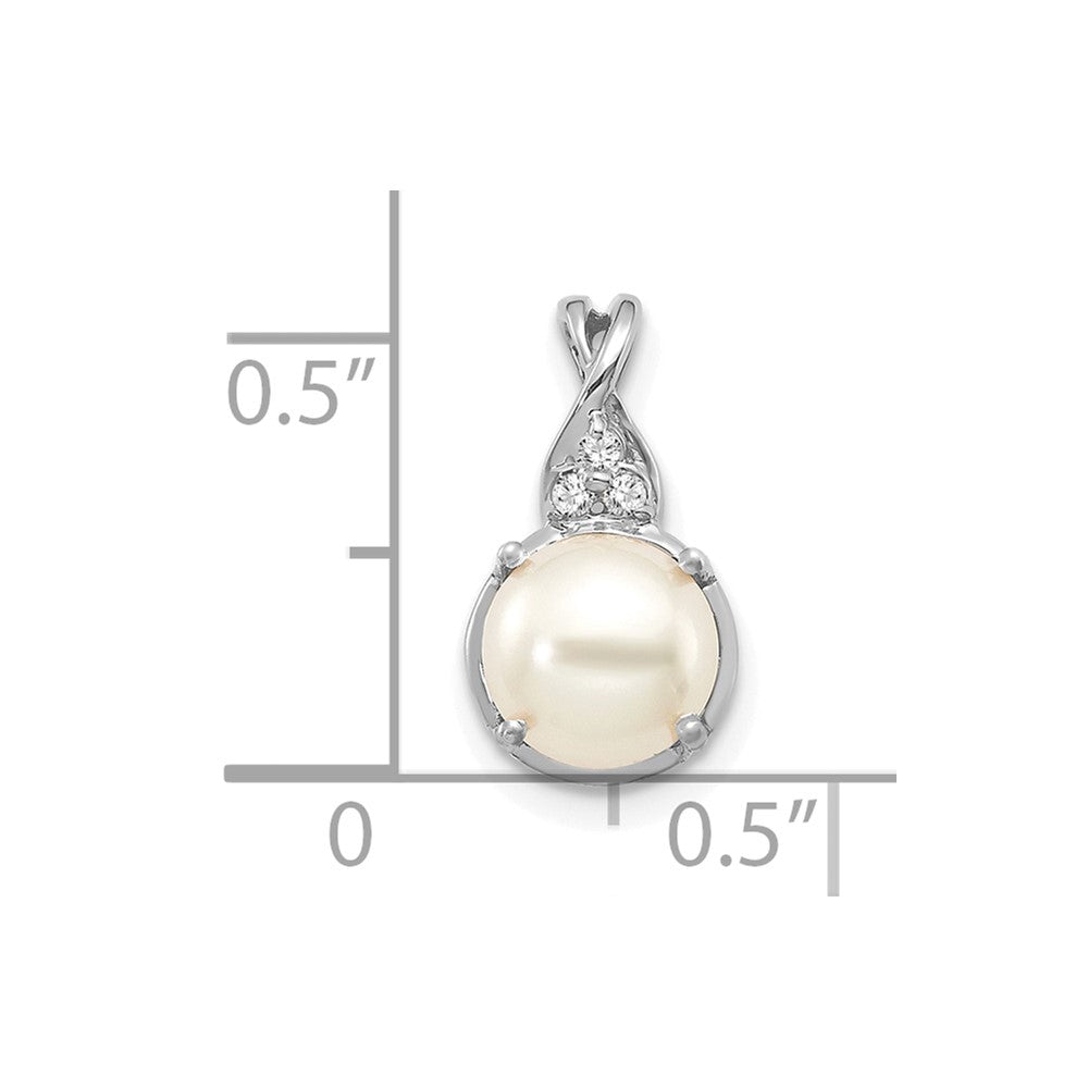 14K White Gold FWC Pearl and Diamond Pendant (1.02 grams)