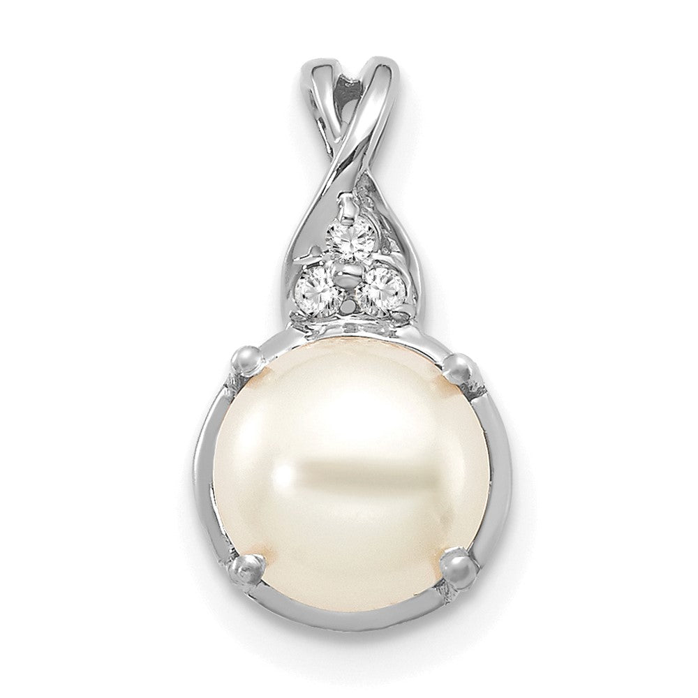 14K White Gold FWC Pearl and Diamond Pendant (1.02 grams)