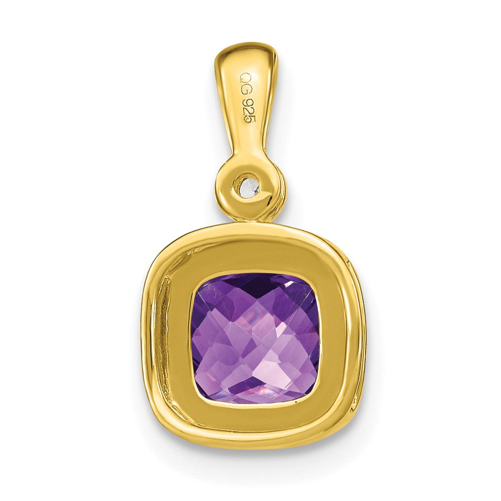 14k Cushion Amethyst and Diamond Pendant (1.3 grams)