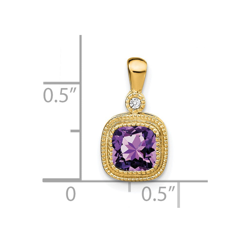 14k Cushion Amethyst and Diamond Pendant (1.3 grams)