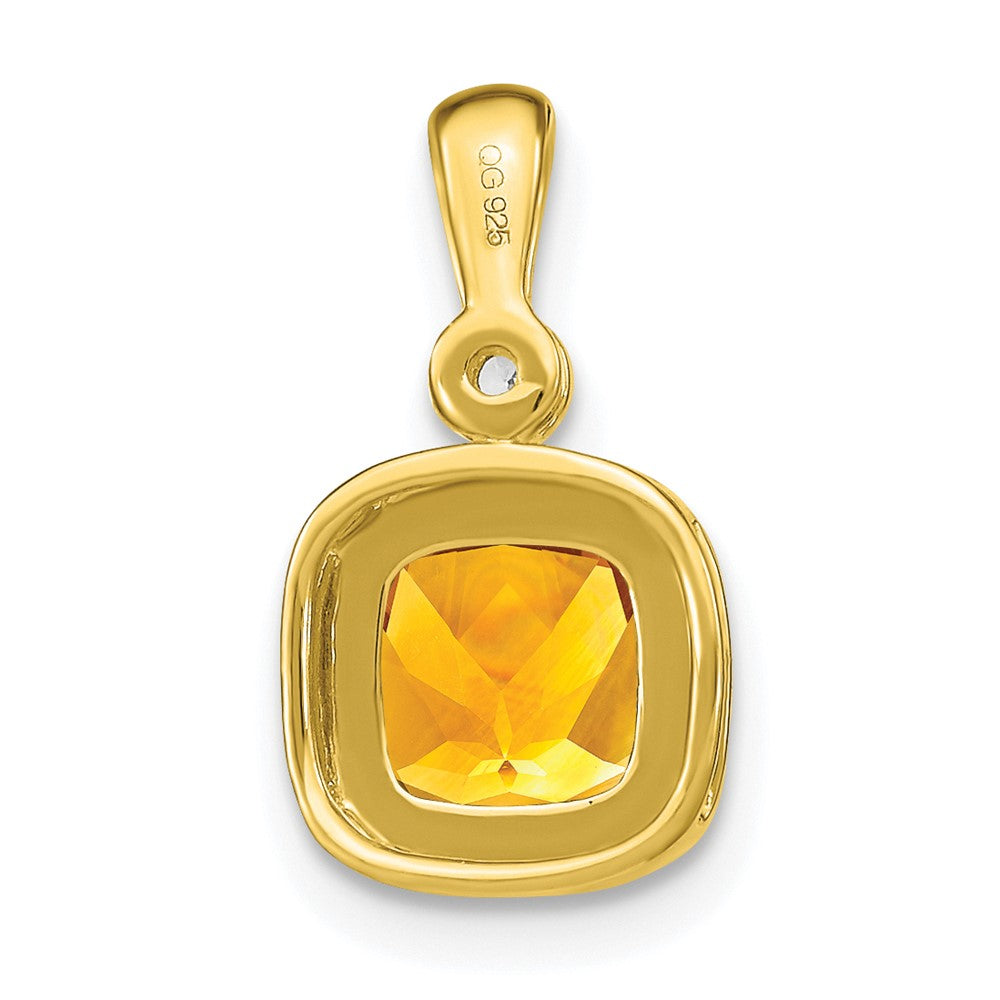 14k Cushion Citrine and Diamond Pendant (1.3 grams)