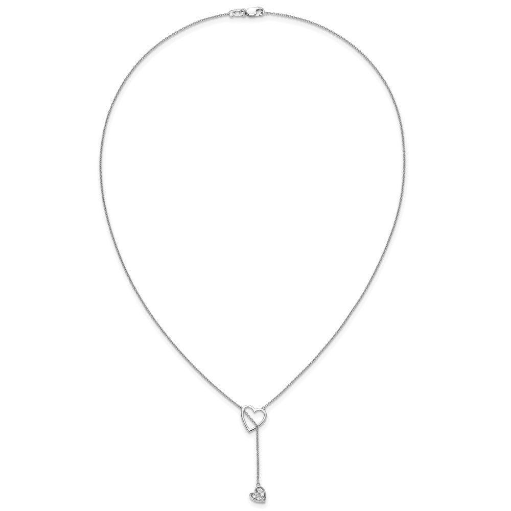 14k White Gold 1/15 carat Diamond Heart with Dangle 18 inch Lariat Necklace (2.85 grams)