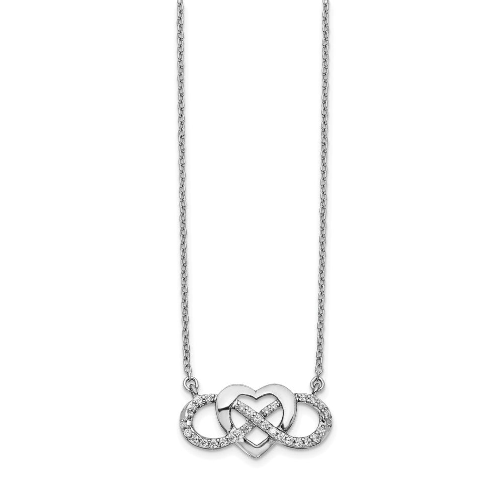 14k White Gold Polished 1/5 carat Diamond Infinity with Heart 18 inch Necklace (2.95 grams)
