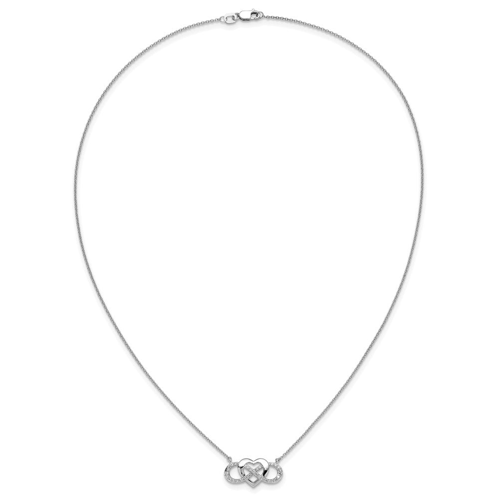 14k White Gold Polished 1/5 carat Diamond Infinity with Heart 18 inch Necklace (2.95 grams)