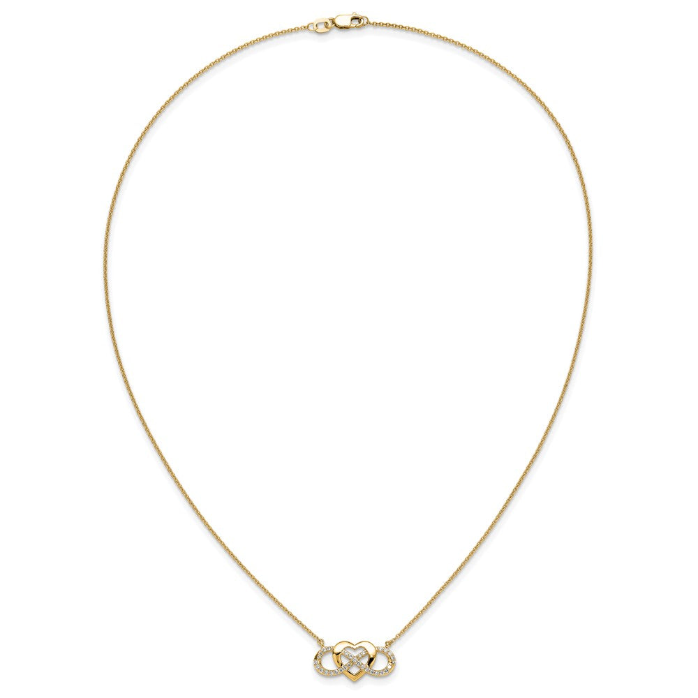 14k Polished 1/5 carat Diamond Infinity with Heart 18 inch Necklace (2.95 grams)
