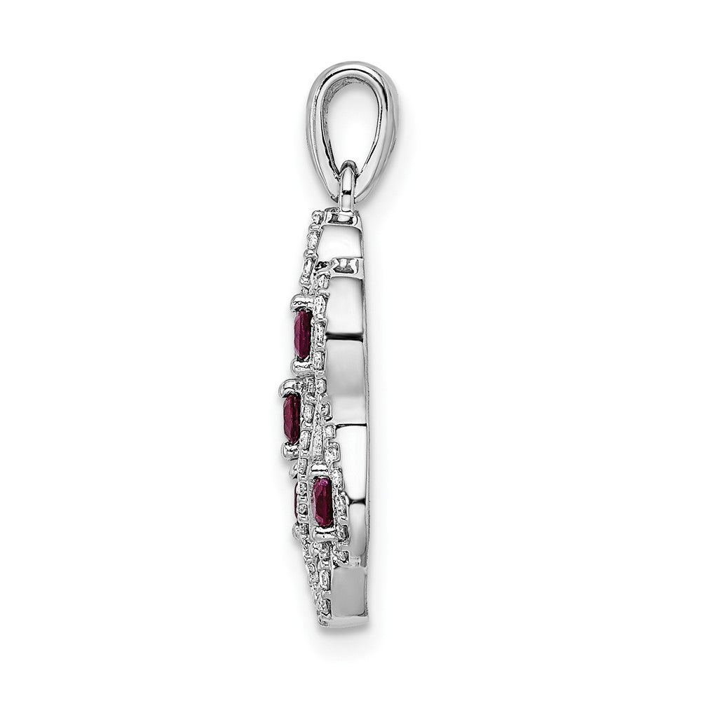 14k White Gold 1/4ct. Diamond and .32 Ruby Fancy Twist Pendant (1.5 grams)