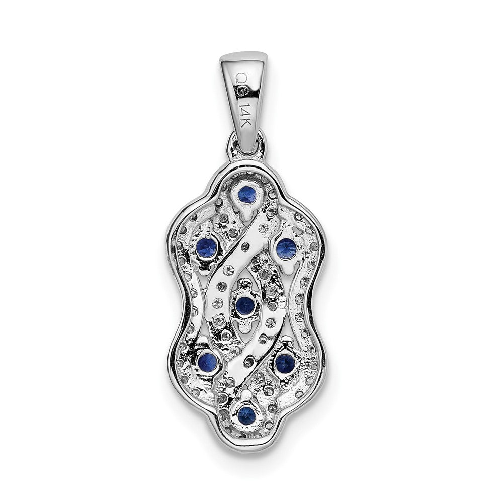 14k White Gold Diamond and Sapphire Fancy Twisted Pendant (1.5 grams)