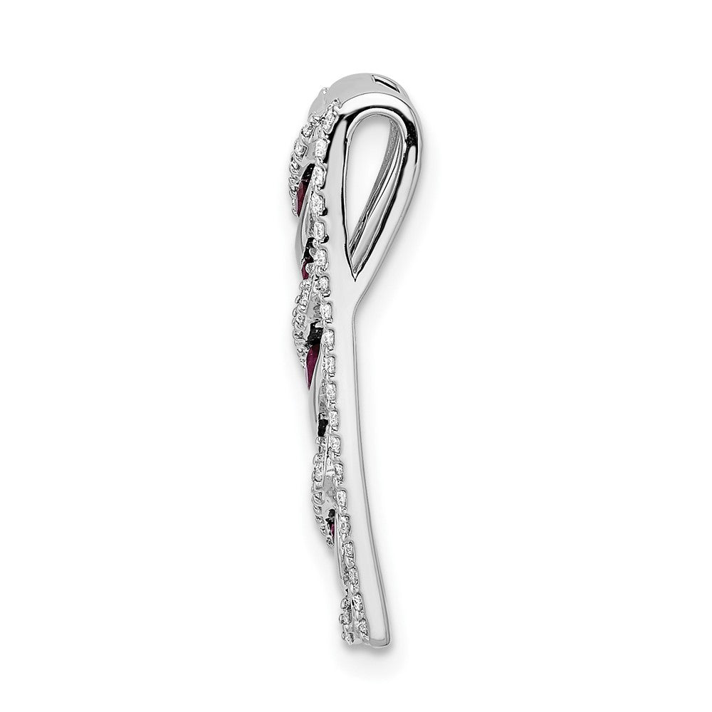 14k White Gold Diamond and .26 Ruby Fancy Chain Slide (2 grams)