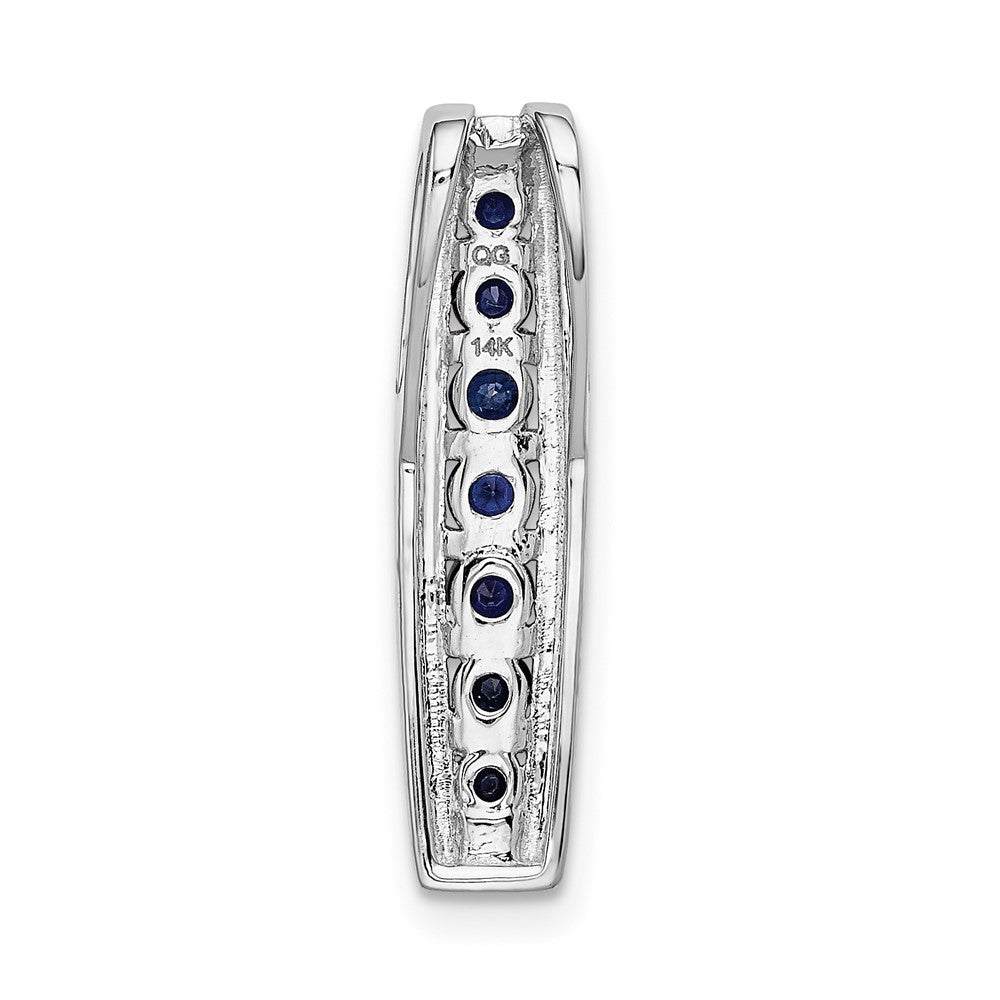 14k White Gold 1/5ct. Diamond and Sapphire Fancy Chain Slide (1.2 grams)