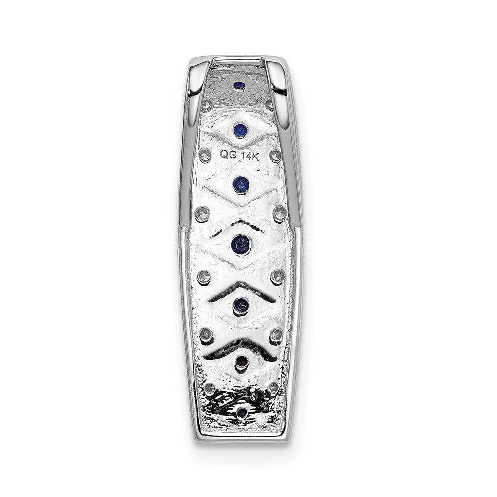 14k White Gold 1/5ct. Diamond and .31 Sapphire Fancy Chain Slide (2.15 grams)