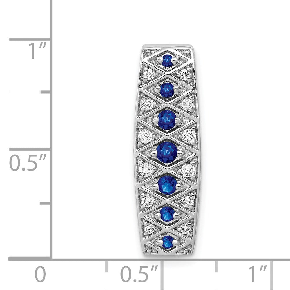 14k White Gold 1/5ct. Diamond and .31 Sapphire Fancy Chain Slide (2.15 grams)