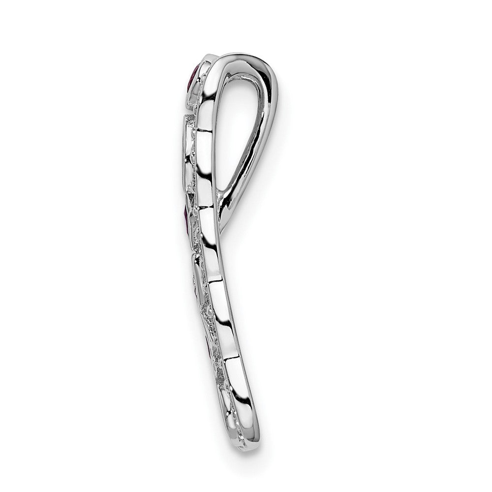 14k White Gold Diamond and .17 Ruby Fancy Chain Slide (1.8 grams)