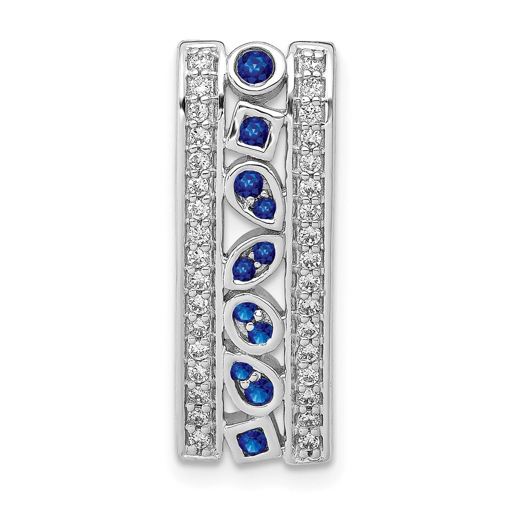 14k White Gold 1/5ct. Diamond and .24 Sapphire Fancy Chain Slide (2 grams)