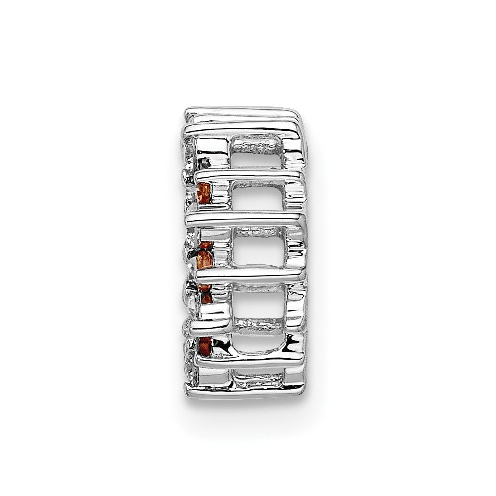 14k White Gold Diamond and .08 Citrine Fancy Circle Chain Slide (0.7 grams)