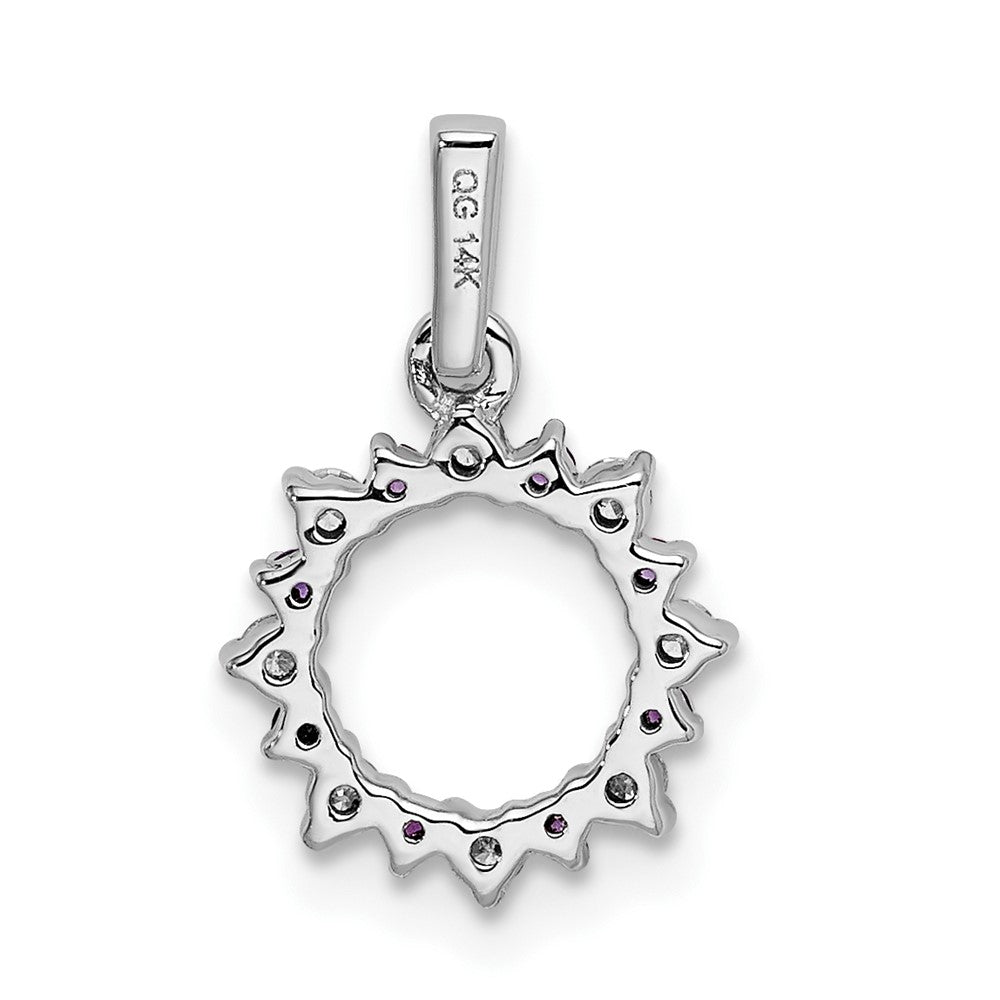 14k White Gold Diamond and .08 Amethyst Fancy Circle Pendant (0.8 grams)