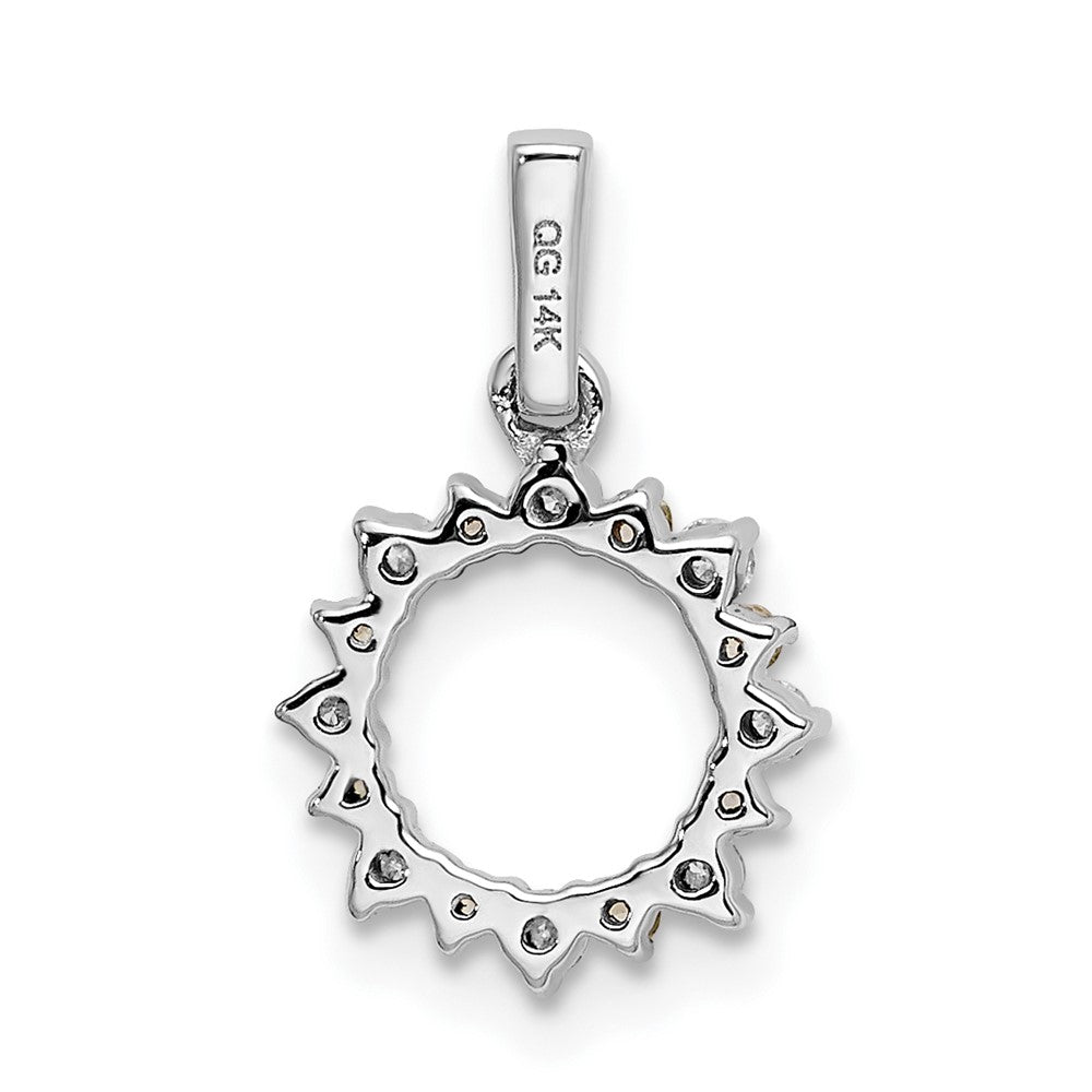 14k White Gold Diamond and .08 Peridot Fancy Circle Pendant (0.8 grams)
