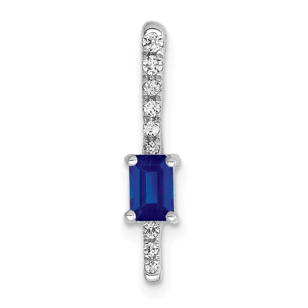 14k White Gold Diamond and .24 Sapphire Fancy Chain Slide (0.8 grams)