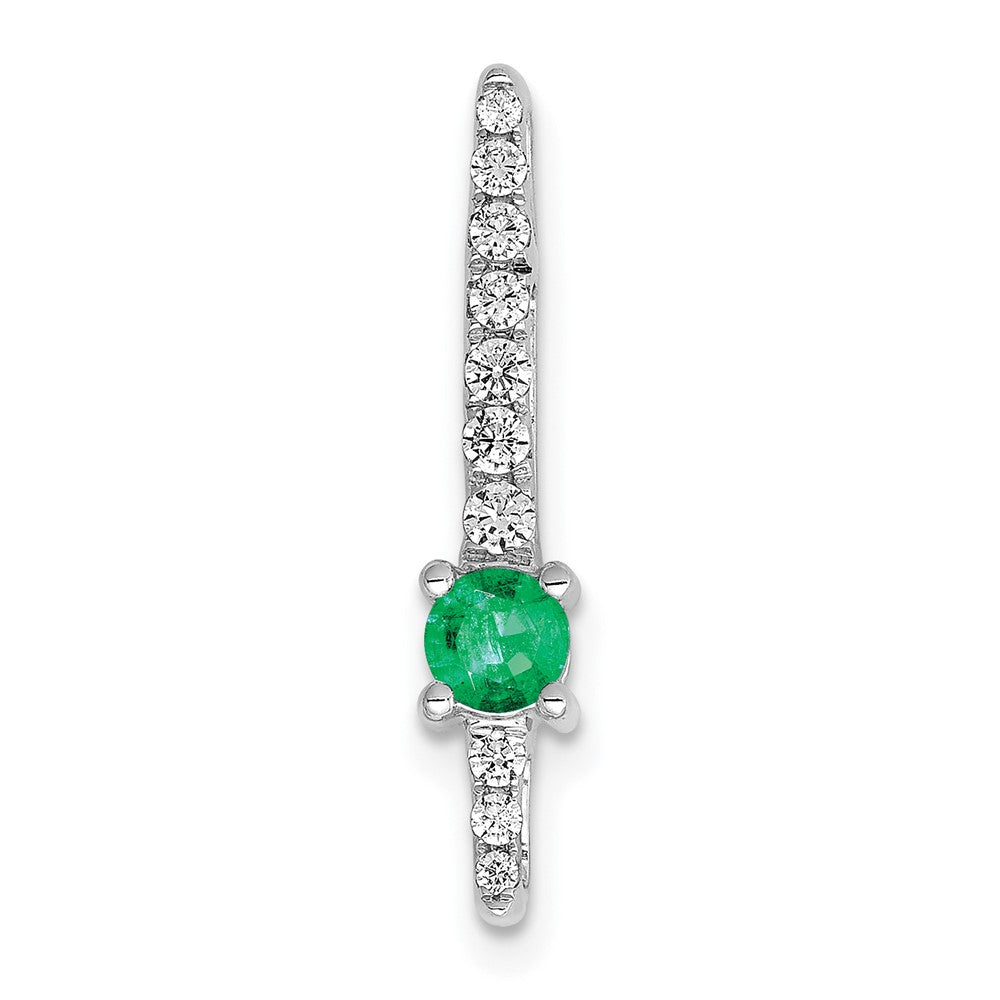 14k White Gold Diamond and Emerald Fancy Chain Slide (1 grams)