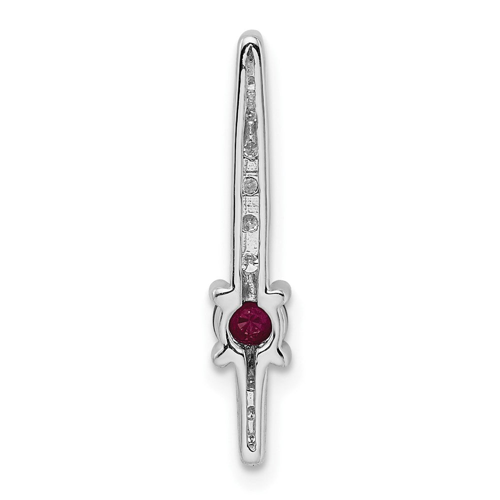 14k White Gold Diamond and .18 Ruby Fancy Chain Slide (1 grams)