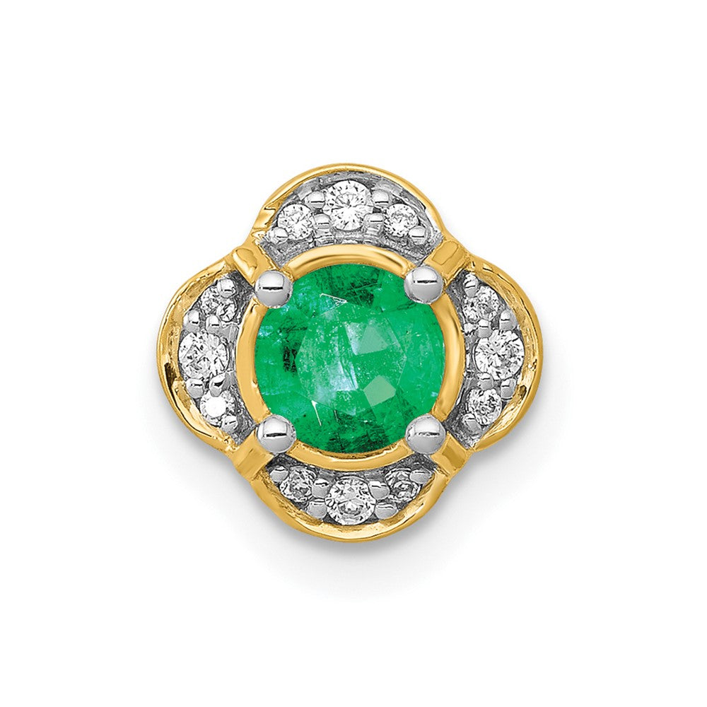 14k Diamond and .33 Emerald Fancy Chain Slide (0.85 grams)