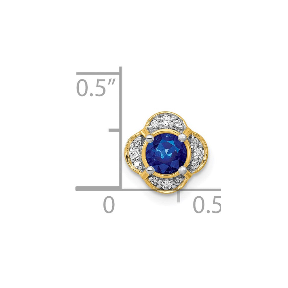 14k 1/15ct. Diamond and .33 Sapphire Fancy Chain Slide (0.85 grams)