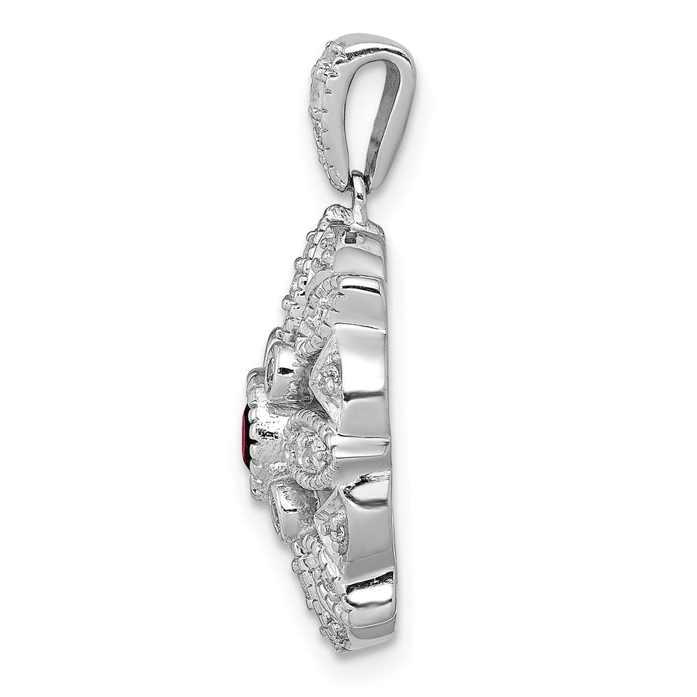 14k White Gold Diamond and .25 Garnet Fancy Pendant (3.9 grams)