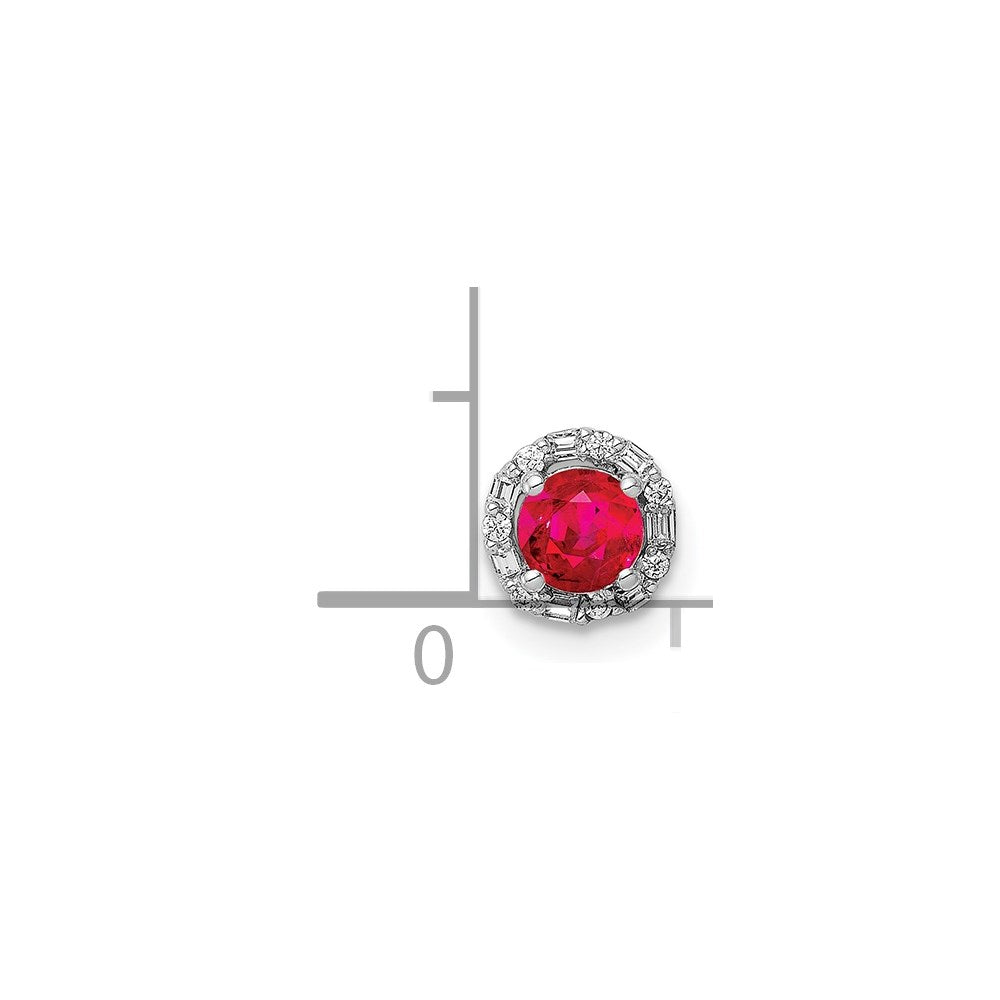 14k White Gold 1/20ct. Diamond and .25 Ruby Halo Chain Slide (0.35 grams)
