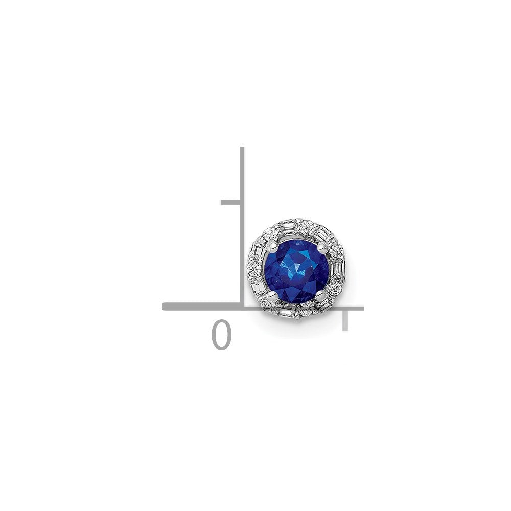 14k White Gold 1/20ct. Diamond and Sapphire Circle Halo Chain Slide (0.35 grams)