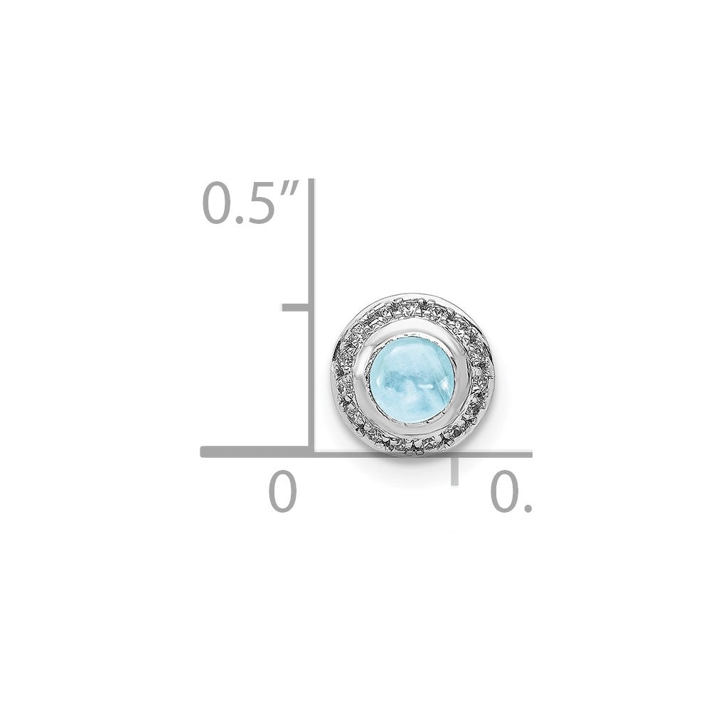 14k White Gold Diamond and Cabochon .47 Aquamarine Chain Slide (0.55 grams)