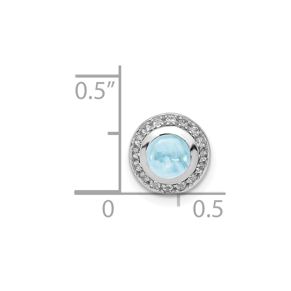 14k White Gold Diamond and Cabochon .91 Aquamarine Chain Slide (0.8 grams)