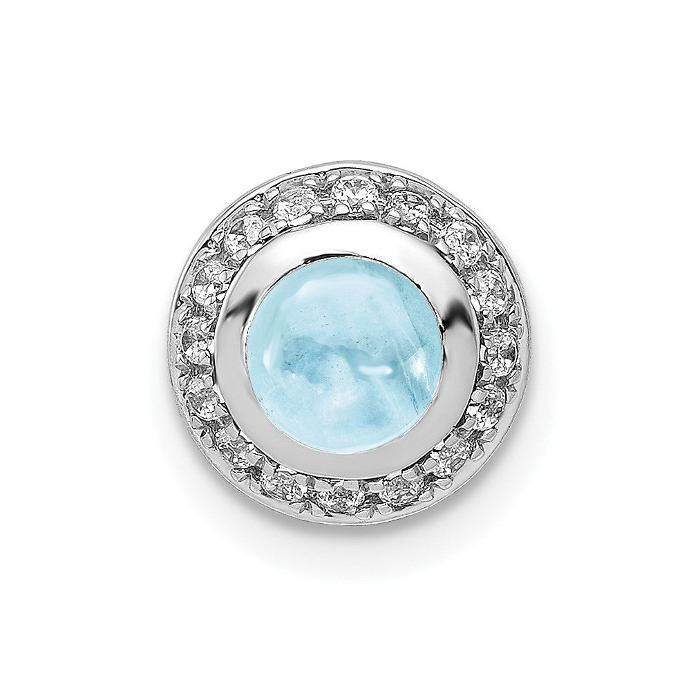 14k White Gold Diamond and Cabochon .91 Aquamarine Chain Slide (0.8 grams)