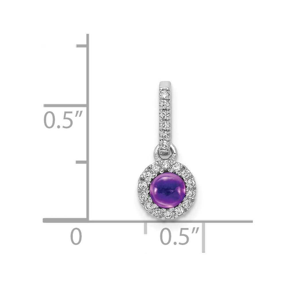 14k White Gold Diamond and Cabochon .47 Amethyst Pendant (0.65 grams)