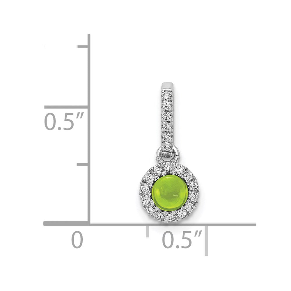 14k White Gold Diamond and Cabochon .47 Peridot Pendant (0.65 grams)