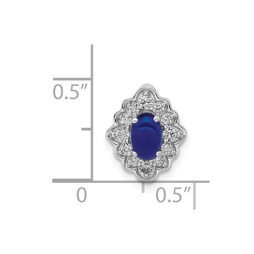 14k White Gold Fancy Diamond and Cabochon Sapphire Chain Slide (1.05 grams)